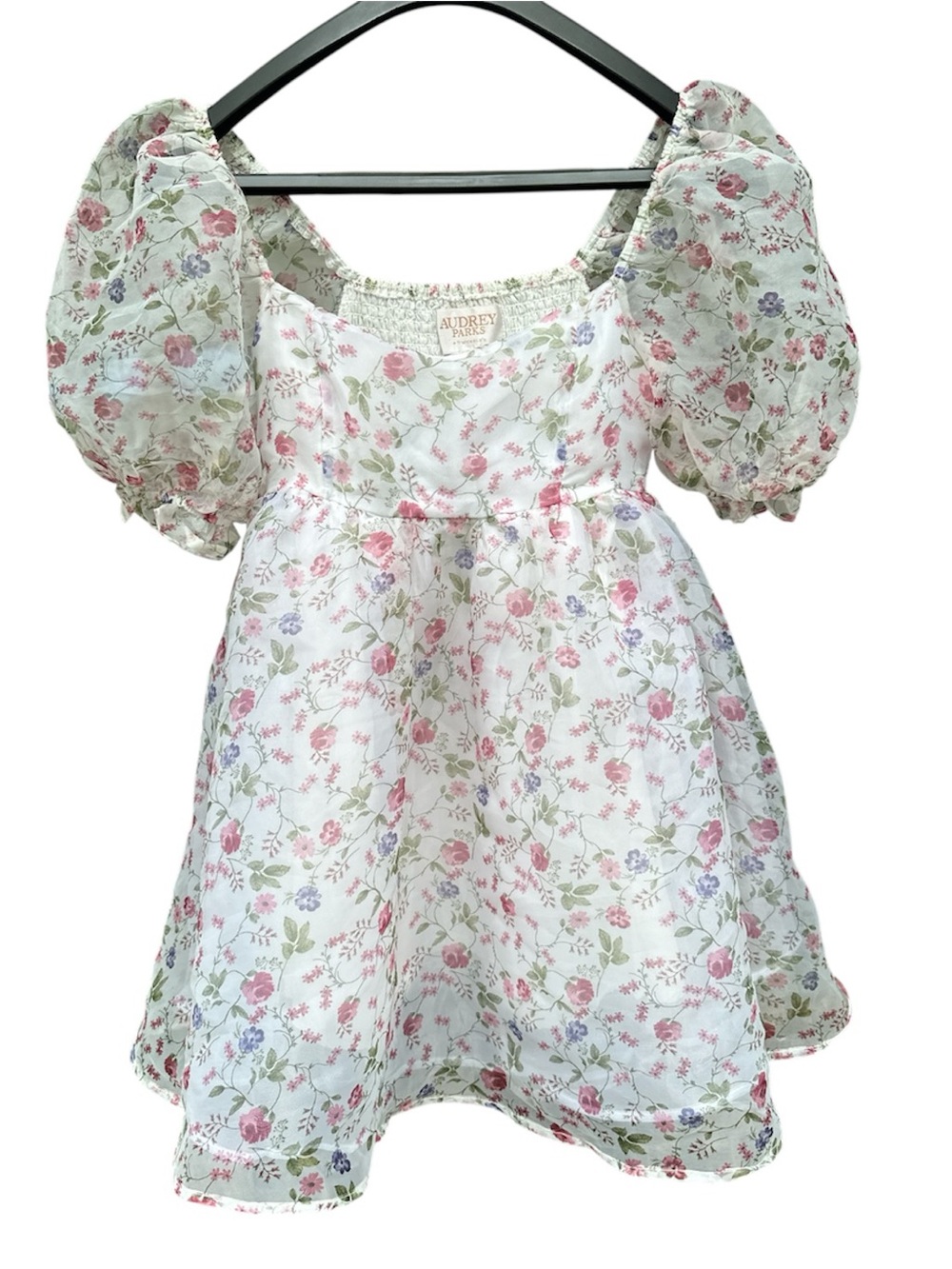 Francesca's Rayleen floral puff sleeve babydoll mini dress Fairycore Princess